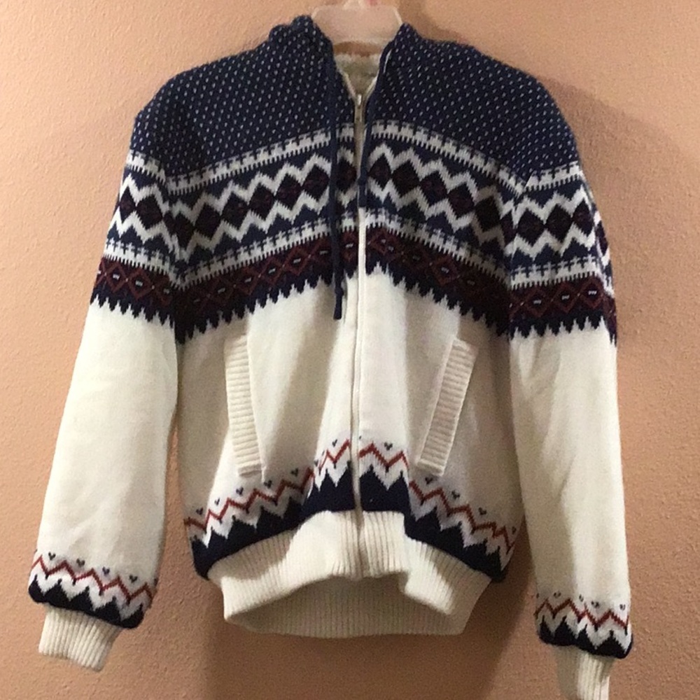 Vintage Acrylic Sweater Pullover Hoodie Unisex Size Medium